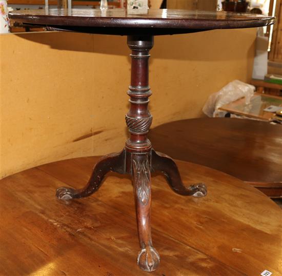 Late George III mahogany tilt top tea table